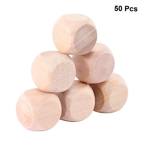 Angoily 50 Stück Holzwürfel Set Blanko DIY Holz Würfel für Bastelprojekte Puzzle und Kreative Gestaltung Robuste Unbemalte Holzklötze für Designs von Angoily