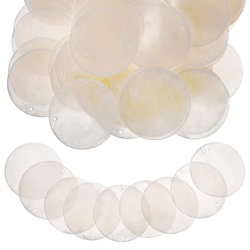Angoily 50 Stücke Perlmutt Scheiben Mit Loch Zum Basteln, Muschel-Perlmutt Muschelscheiben Perlmuttscheiben in Natur Für Die Schmuckherstellung Windspiele Türvorhänge Lampenschirme Angoily 50 Stücke Perlmutt Scheiben Mit Loch Zum Basteln, Muschel-Perlmutt Muschelscheiben Perlmuttscheiben in Natur Für Die Schmuckherstellung Windspiele Türvorhänge Lampenschirme von Angoily