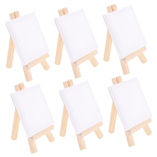 Angoily 6 Sätze Mini Staffelei aus Holz mit Weißen Blanko Leinwänden Tragbares Malstaffelei für Anfänger und Künstler Stabile Maltafeln zur Kreativen Gestaltung und Handwerksprojekte von Angoily