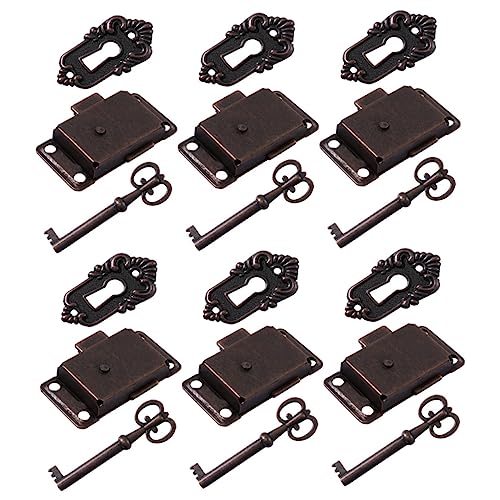 Angoily Antikes Schrankriegel-set 6-teilig Holzmöbelschlösser Rotbronze-finish von Angoily