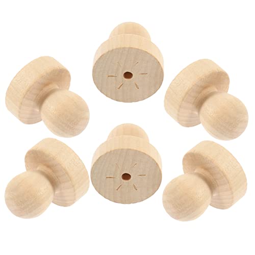 Angoily 6 Stück Festes Rundgriff Wachssiegel Stempel Prägung Fondant Kreis runden Name Umschlaggriff versiegeln hölzerner Siegelgriff Holz von Angoily
