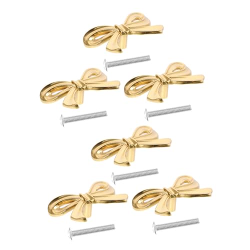 Angoily 6 Stück Messinggriffe Schleifenform Möbelgriffe Vintage Stil für Kommode Küchenschränke Kleiderschrank Türgriffe Elegante Möbelbeschläge von Angoily