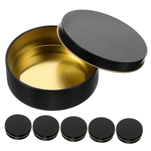Angoily 6 Stück Multifunktionale Kerzengläser Praktische Aufbewahrungsboxen Eisenblech Schwarz für Duftkerzen und Kosmetikprodukte von Angoily