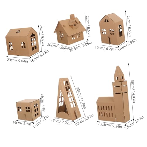 Angoily 6 Stück Teiliges Miniatur-papphaus Bastelset für DIY Kartonhaus zum Bemalen Kleines Spielhaus Modell aus Papier Sicheres Basteln für Kindergarten und Zuhause von Angoily