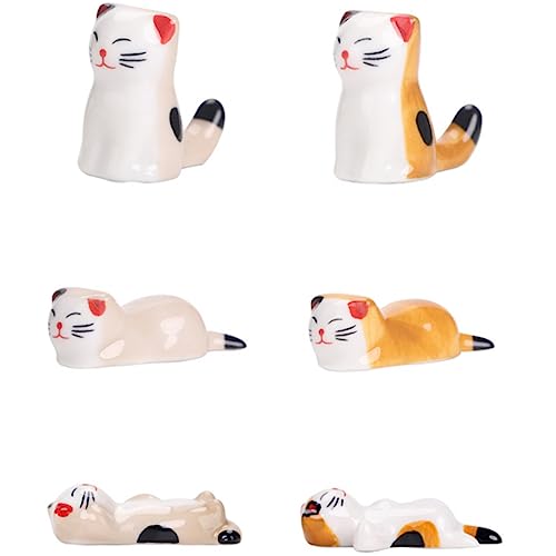 Angoily 6 Stück Teiliges Set Katzen Design Essstäbchenhalter Keramik für und Tischdekoration von Angoily
