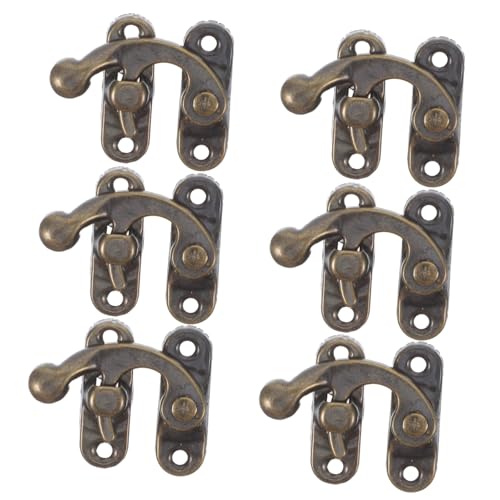Angoily 6 Stück Vintage Hasp Riegel Schloss Antik Bronze Metallverschluss mit Schrauben für Schmuckkästen Werkzeugkisten und Dekorative Truhen Retro Haken Verschluss für Sichere von Angoily