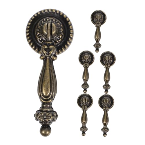 Angoily 6 Stück Vintage Kupfergriffe Retro Schrankknöpfe aus Langlebiger Zinklegierung Antike Einloch möbelgriffe für Kommode Küche Bad mit Schrauben Dekorative Vintage Möbelbeschläge von Angoily