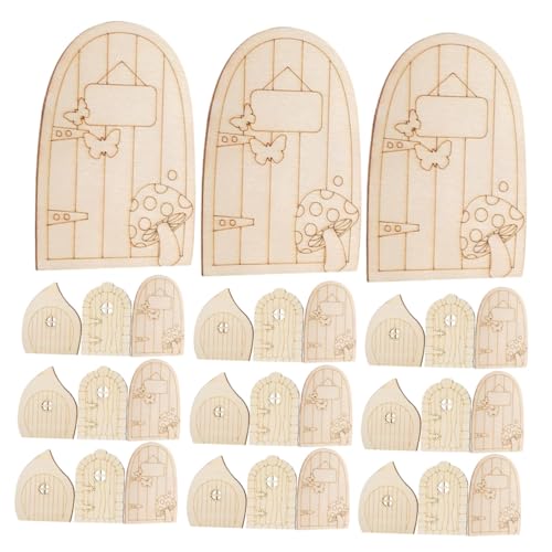 Angoily 60 Stück Unbemalte Mini Holz Feentüren DIY Bastelset Robuste Kleine Garten Türen für Bücherregal Dekoration Beige von Angoily