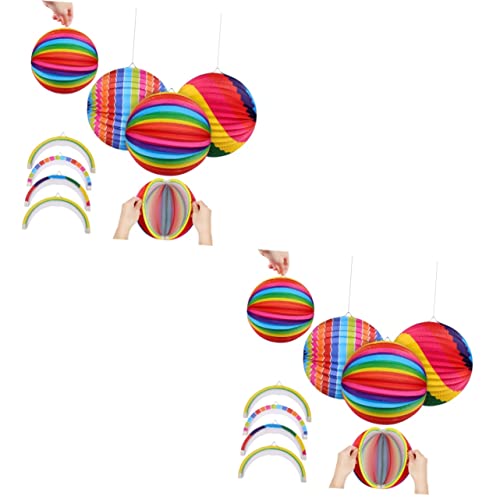 Angoily 8 Stk Papierlaterne Regenbogen Lampenschirm Lichterketten aus Papier hängelampe hängeleuchten weihnachtsdeko chinesische Laternen Papier Laternen hängende Laternen Origami China von Angoily