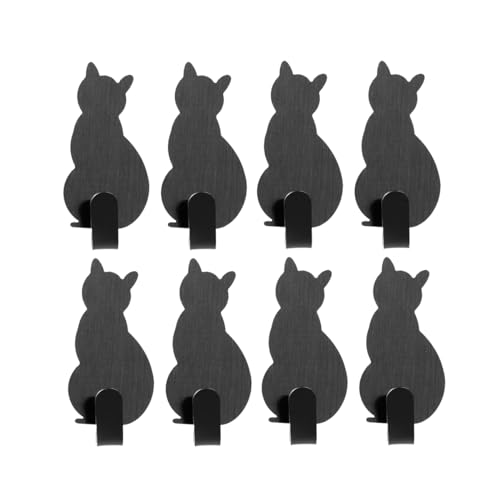 Angoily 8 Stück Klebehaken Wandhaken Wandhalterung Katzenform Schlüsselhut Mantel Kleidung Handtuch Robe Haken Katze Wanddekoration (Grau) von Angoily