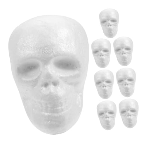 Angoily 8stücke Totenschädel Halloween Aus Schaumstoff Weiße Totenkopf-köpfe Party-Dekoration DIY-malerei Hängbare Ornamente Für Festlichkeiten von Angoily