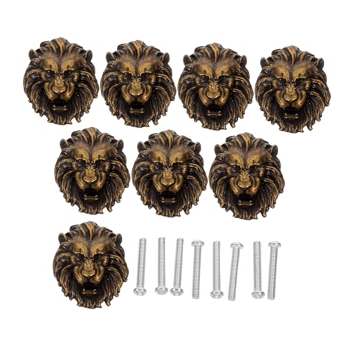Angoily 8 Stück Teiliges Vintage Löwenkopf Schrankgriffe aus Robustem Zinklegierung Ergonomische Dekorative Möbelknöpfe für Küchen- Kleiderschrank Schubladengriffe Einfache Montage Retro von Angoily