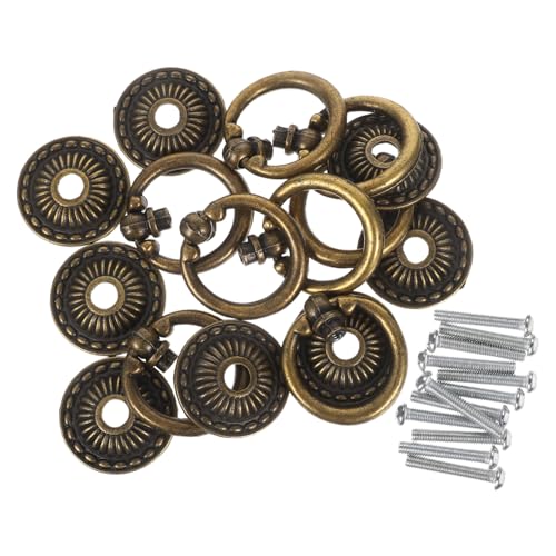 Angoily 8 Stück Teiliges Vintage Metall Möbelgriffe Antike Bronze Ringknöpfe Robuste Einzel-loch Schrank Schubladengriffe im Retro-europäischen Stil für Kommode und Schrank von Angoily