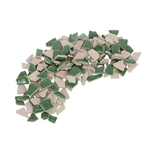 Angoily DIY Unregelmäßige Keramische Mosaikfliesen Grün Kleine Gebrochene Porzellanstücke für Kreative Handwerksprojekte Heimdekoration Wandgestaltung von Angoily