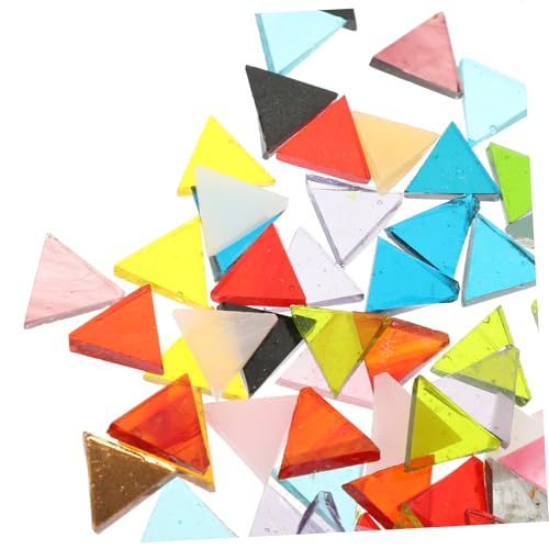 Angoily Dreieckige Glas Mosaikfliesen Mix Farben Glasstücke für DIY Heimdekoration Garten Kunsthandwerk Bilderrahmen Basteln von Angoily