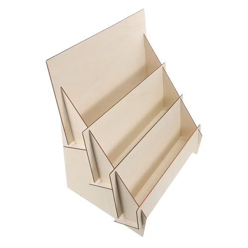 Angoily Dreistufiger Holz Kartenhalter Multifunktionaler Grußkarten Organizer DIY Holzrahmen Stabiler Desktop Aufbewahrungsständer für Postkarten Broschüren Bücher und Telefone von Angoily
