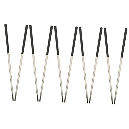 Angoily 5paare Rutschfeste Essstäbchen Aus Edelstahl Wiederverwendbare Leichte Essstäbchen Im Eleganten Design Für Zuhause Restaurant Und Camping Lange Geschmackvolle Tischdeko von Angoily