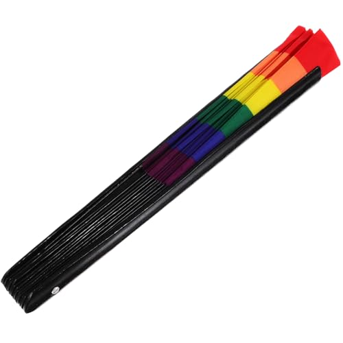 Angoily Faltbarer Bambus Handfächer Regenbogenfarben Tanzfächer mit Schwarzem Bambusgestell Teiliges Leichtes Robustes Material Vielseitiges Tanz und Partyzubehör von Angoily