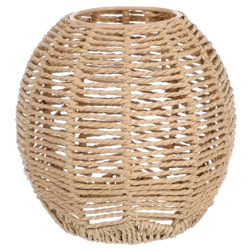 Angoily Gewebt Lampenschirm Retro Rattan Gewebt Korb Decke Hängelampe Abdeckung Vintage Kronleuchter Lampenschirm für Esszimmer Wohnzimmer 14x15CM von Angoily