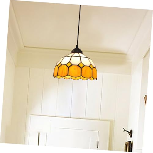 Angoily Glas Lampenschirm Mittelmeer Gelb Mittelloch Praktischer Lampenschirm aus Hochwertigem Glas Kompatibel mit Lampenfassung Geeignet für Decken Wandleuchten von Angoily