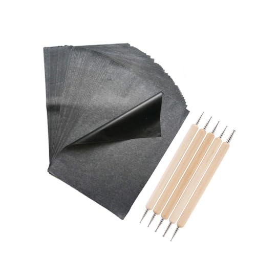 Angoily Graphit Transferpapier mit Schwarzen Kohlepapierblättern und Werkzeugen Einseitiges Malblock Transparentpapier zum Übertragen von Motiven Holz Glas Metall Keramik für DIY Kunst von Angoily