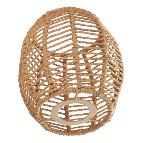 Angoily Handgefertigter Papierseil Lampenschirm Geflochtene Pendelleuchte Ersatz Lampenschirm Dekorative Hängelampe für Wohnzimmer Hotpot Grillrestaurants Lampendurchmesser Khaki von Angoily