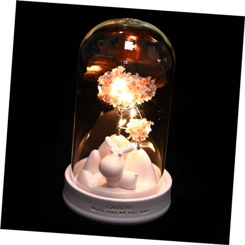 Angoily Hirsch Kirschblüten Nachtlicht Süße Hirschstatue Nachttischlampe Cartoon-nachtlicht Nachtlampe Elch Figur Desktop-ornament Baumelchfigur Led-lampe Zuhause Lampe Harz Mädchen von Angoily