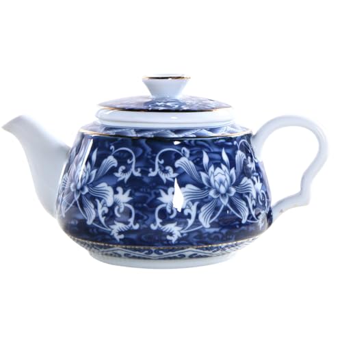 Angoily Keramik-Teekanne Blaue Weiße Porzellan-Teekanne Chinesischer Teekessel Wasserkocher Dekorative Florale Teekanne Teekrug Kaffeekanne Für Herd Zum Übergießen Von Kaffee von Angoily