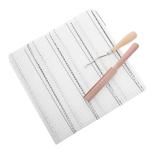 Angoily Knüpfteppich mit Langlebigem Kunststoff-mesh Leinwand Inkl Holz-latch-hook Werkzeug und Garnschneider für DIY Teppich Tuften Stickerei Bastelbedarf Anfängerfreundlich und Kreativ von Angoily