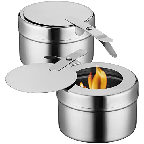 Angoily Kraftstoffdosenhalter aus Edelstahl 2Pcs- Chafing Dish Treibstoff für Lebensmittelwärmer- Runde Kraftstoffhalter mit Abdeckung für Schurke Und Buffetwärmer von Angoily