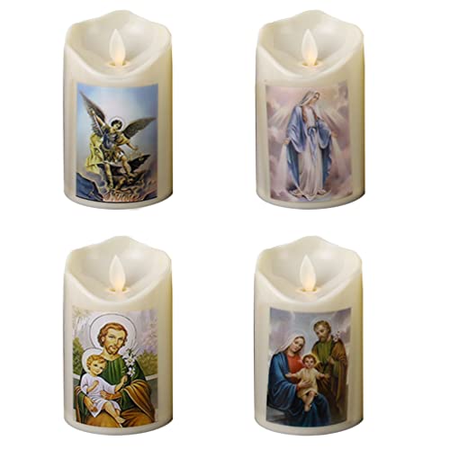 Angoily LED-Tischlampe Christliche Kirche Flammenlose Kerzen Set: LED- Leuchten: Jesus Electric Tee Light Kerze Gefälschte Kerze Religiöse Geschenk Einzigartige Religiöse Dekoration von Angoily