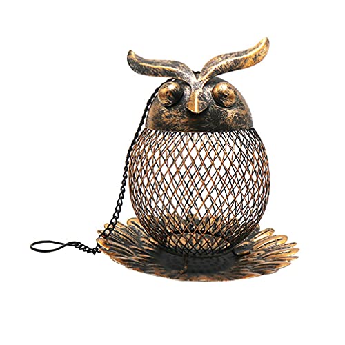 Angoily Meisenknödelhalter Eule Form Vogel Futterspender Wildvögel Metall Vogelfutterspender zum Aufhängen Kolibri Futterstation Hängender Vogel Futtersilo Futtersäule für Balkon Terrassen Garten Deko von Angoily