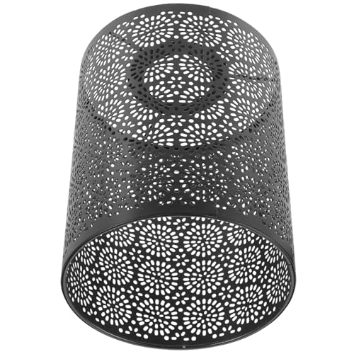 Angoily Metall Lampenschirm Schwarz Hohlgeschnittene Zieroptik Dekorative Hängelampe Vintage Stil Eisen Schutz für Glühbirne für Wohnzimmer Esszimmer Bar von Angoily