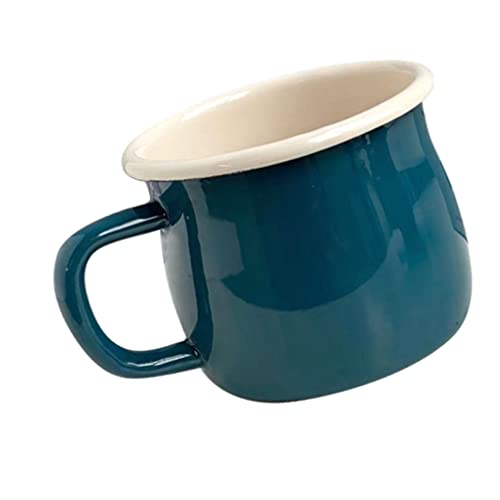 Angoily Milchbecher Email Teetasse Emaille Tasse Retro Kaffeebecher Emaile Becken Trinktasse Vintage Kaffeetasse Wassertasse Party Tasse für Outdoor Zuhause Camping Blau von Angoily