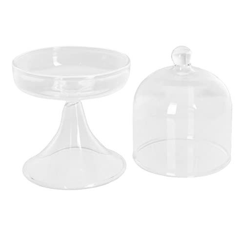 Angoily Mini Kuchenglocke Glas Tortenglocke Kuchenständer Käseglocke mit Keramik Teller Torten Lebensmittel Rose Glashaube Gastgeschenk Box für Hochzeit Torten Kuchen Essen Dessert 13x7cm von Angoily