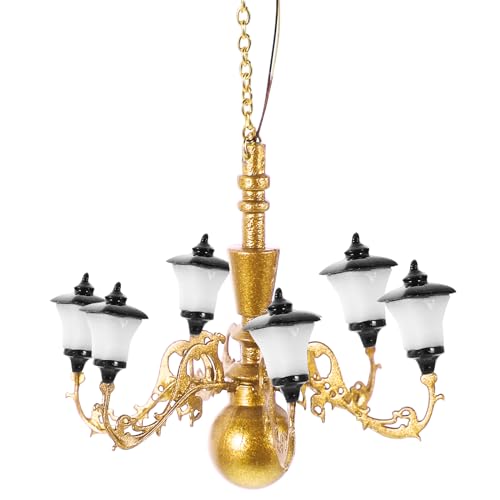 Angoily Miniatur-Deckenlampe Kronleuchter Im Maßstab 1:12 Puppenhaus-Kronleuchter-Modelle Winzige Led-Deckenleuchte Sandtisch-Hängeleuchte Für Puppenhaus-Möbeldekoration von Angoily