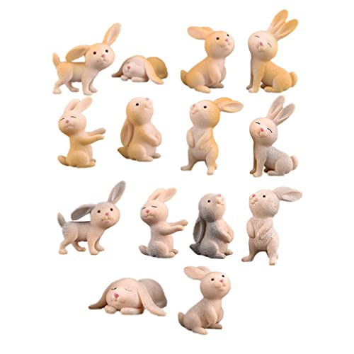 Angoily Miniatur Kaninchen Figuren Kaninchen Figur Kaktus Töpfe Miniatur Hase Mini Hase Skulptur Dekofigur Osterdeko Tierfiguren Gartendeko für Zuhause Fee Garten Micro Landschaft 14pcs von Angoily