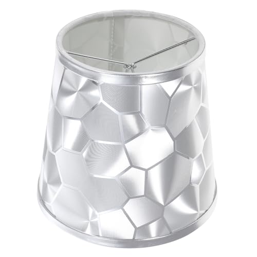 Angoily Moderner Lampenschirm aus Langlebigem Einfacher Lampenabdeckung für Tisch Nachttischlampen Geometrisches Design in Silber Weichzeichnend Leicht Montierbar Passend für Wohnzimmer von Angoily