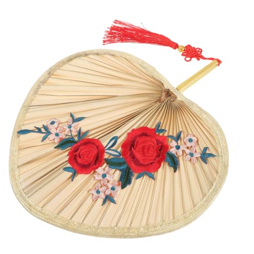 Angoily Natürlicher Handgefertigter Chinesischer Palmblatt Fächer mit Pflaumenblüten Muster Leichter Sommer Handventilator für Tragbarer Langlebiger Fächer für Zuhause und Outdoor Nutzung von Angoily