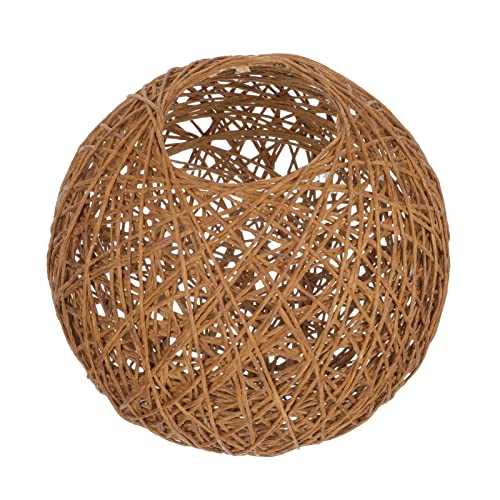 Angoily Rattan Kugel Lampenschirm Kugellampe Lampenschirm Aus Korbgeflecht Led-glühbirne Lichtabdeckung Aus Rattan Gewebter Pendelschirm Käfigschutz Für Glühbirnen Korb Aus Bartheke von Angoily