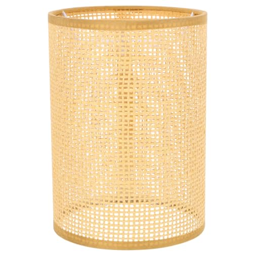 Angoily Rattan-Trommel-Lampenschirm Ersatz Für E27/E14-Kronleuchter-Lampenschirm Natürlich Gewebte Zylinder-Lichtabdeckung Tischlampenabdeckung Für Kronleuchter Stehtischlampen von Angoily