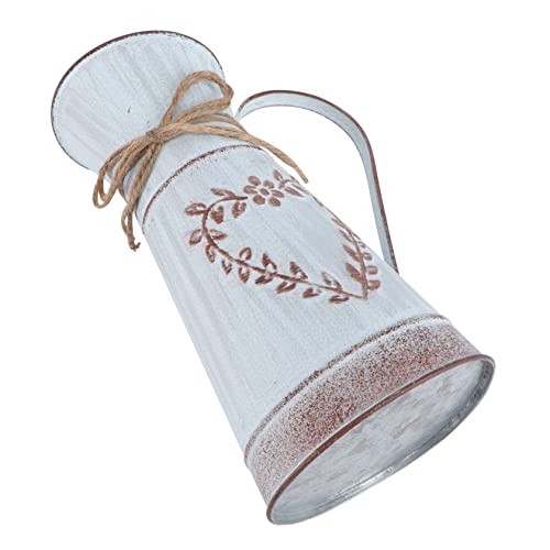 Angoily Retro Blechkanne Vintage Blumenvase Metall Blumentopf : Shabby Chic Krug Verzinkte Rustikale Eisen Vase Tischvase für Balkon Tischdeko Garten Dekoration Blechkanne Outdoor von Angoily