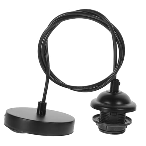 Angoily Retro Pendelleuchte Fassung Vintage Lampenhalter Schwarz Kabel Einfach Montage Wohnzimmer Esszimmer Schlafzimmer Lampe DIY Hängelampe für Zuhause Büro Patio von Angoily