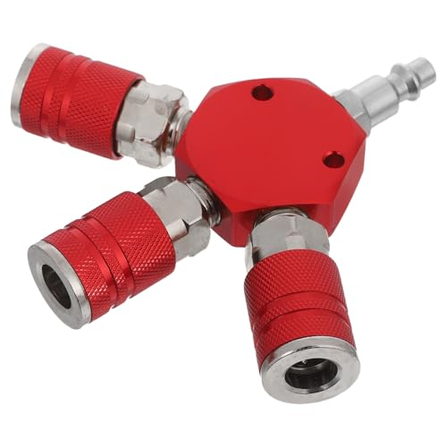 Angoily Roter Aluminium Luftkompressor Verteiler Schnellkupplung Schlauchverteiler Pneumatisch Schnellverbinder für Industrielle Anwendungen Angoily Roter Aluminium Luftkompressor Verteiler Schnellkupplung Schlauchverteiler Pneumatisch Schnellverbinder für Industrielle Anwendungen von Angoily