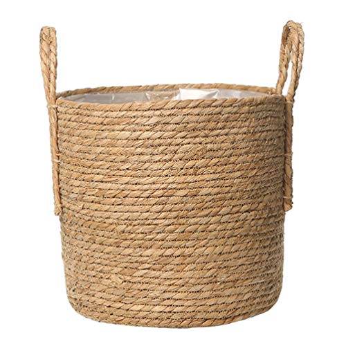 Angoily Seegras Pflanzen Korb Rattan Blumentopf Stroh Hand Gewebt Blume Töpfe Abdeckung Natürliche Blume Topf Abdeckung Container Hause Dekoration (16CM) von Angoily