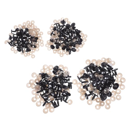 Angoily Sicherheitsaugen Nasen Kunststoff mit Unterlegscheiben Schwarz Oval mit Weißer Markierung für Plüschtiere Puppen DIY Basteln Häkeltiere Stofftiere Zubehör von Angoily