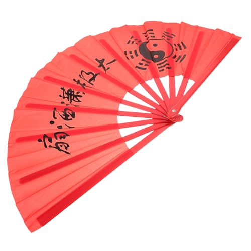 Angoily Tai Chi Fächer Rot Robuster Kunststoff Handfächer für Tanz Sport Performance Multifunktionaler Kung Fu Fächer mit Einzigartigem Muster Tragbar für Tai Chi und Bühnenauftritte von Angoily