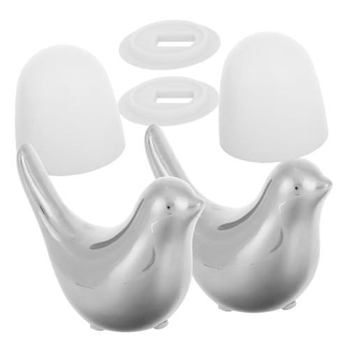 Angoily Toilettenbolzenabdeckungen Vogel design Silber Dekorative Schraubenabdeckungen für Wc Sitz Robust Passend für Standard Toiletten Verschönern Badkeramik von Angoily