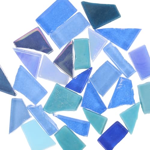 Angoily Unregelmäßige Mosaikfliesen Blautöne Handgefertigte Kreative Glasstücke Langlebige Verschleißfeste Bastelmaterialien für DIY Vase Bilderrahmen Geschenkideen und Heimdekoration von Angoily