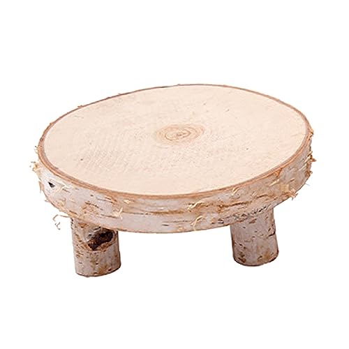 Angoily Unvollendeter Holzscheiben Tisch Birkenholz Stabiler DIY Holz Tisch für Foto Requisiten Blumentopfständer und Kerzenhalter Natürlicher Holz Dekoartikel für Wohnzimmer und Garten von Angoily